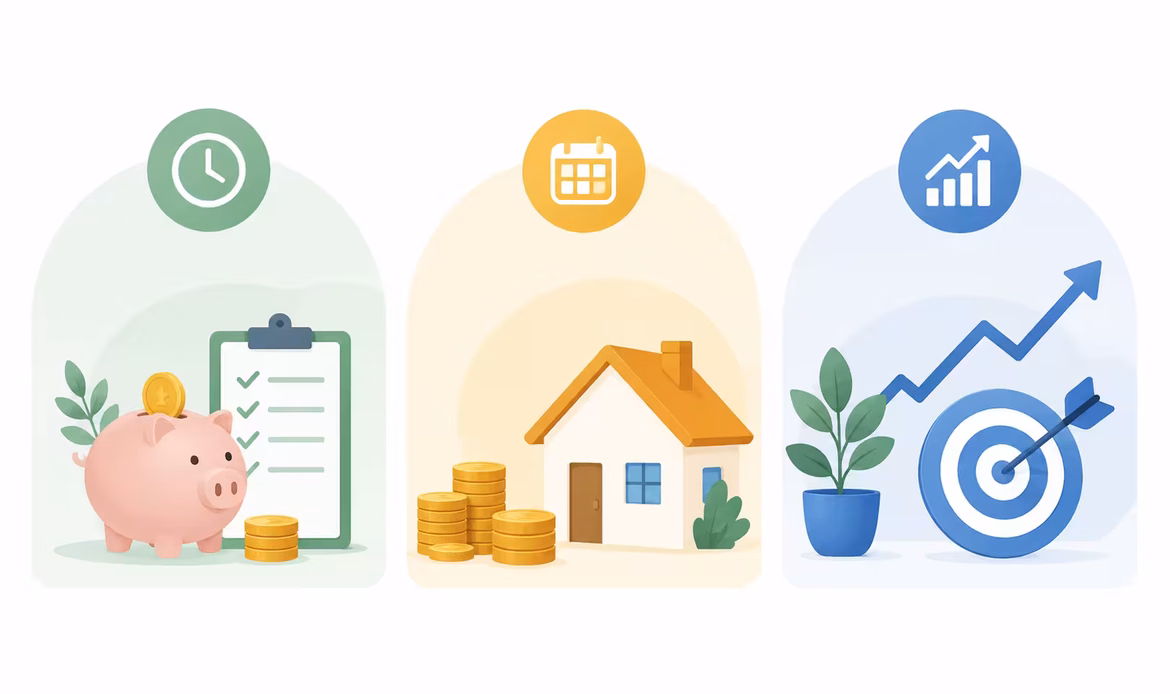 Illustration of short, medium and long-term financial goals.