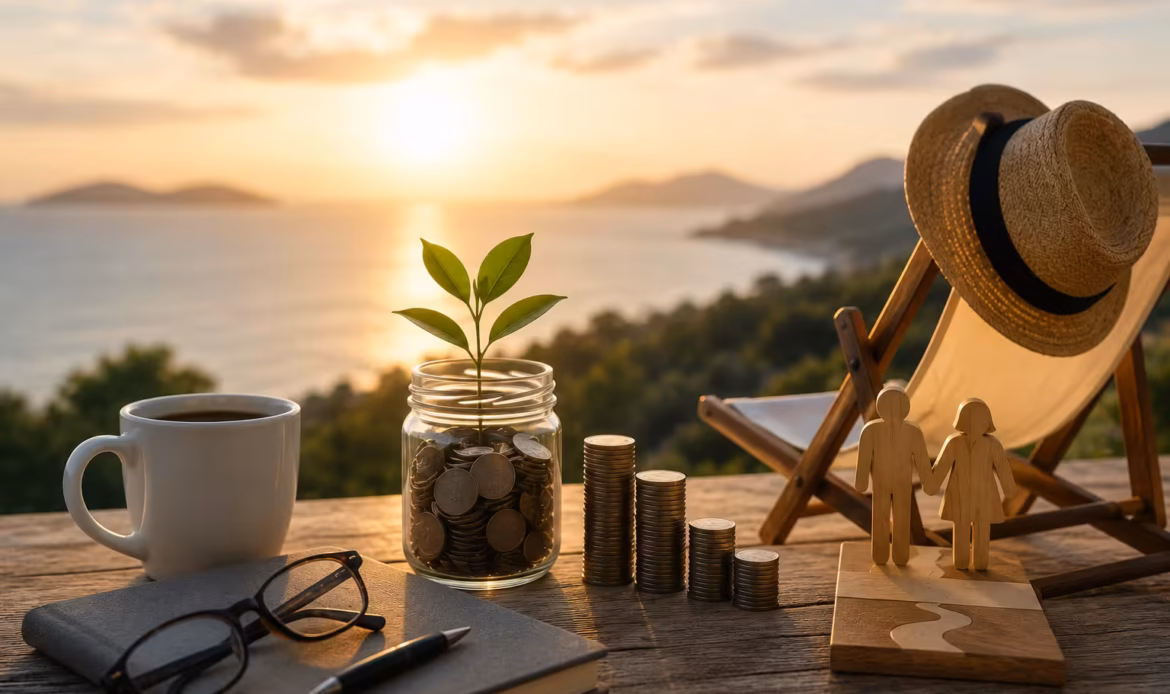 Retirement planning with savings and financial freedom