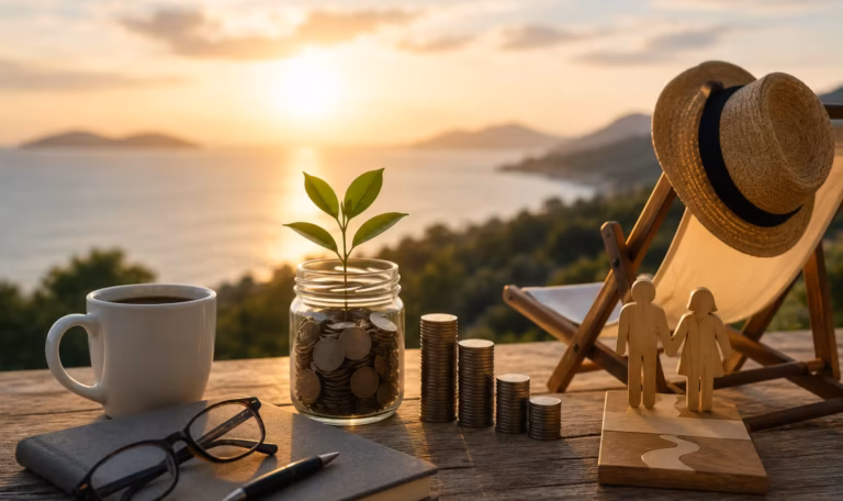 Retirement planning with savings and financial freedom