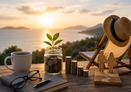 Retirement planning with savings and financial freedom